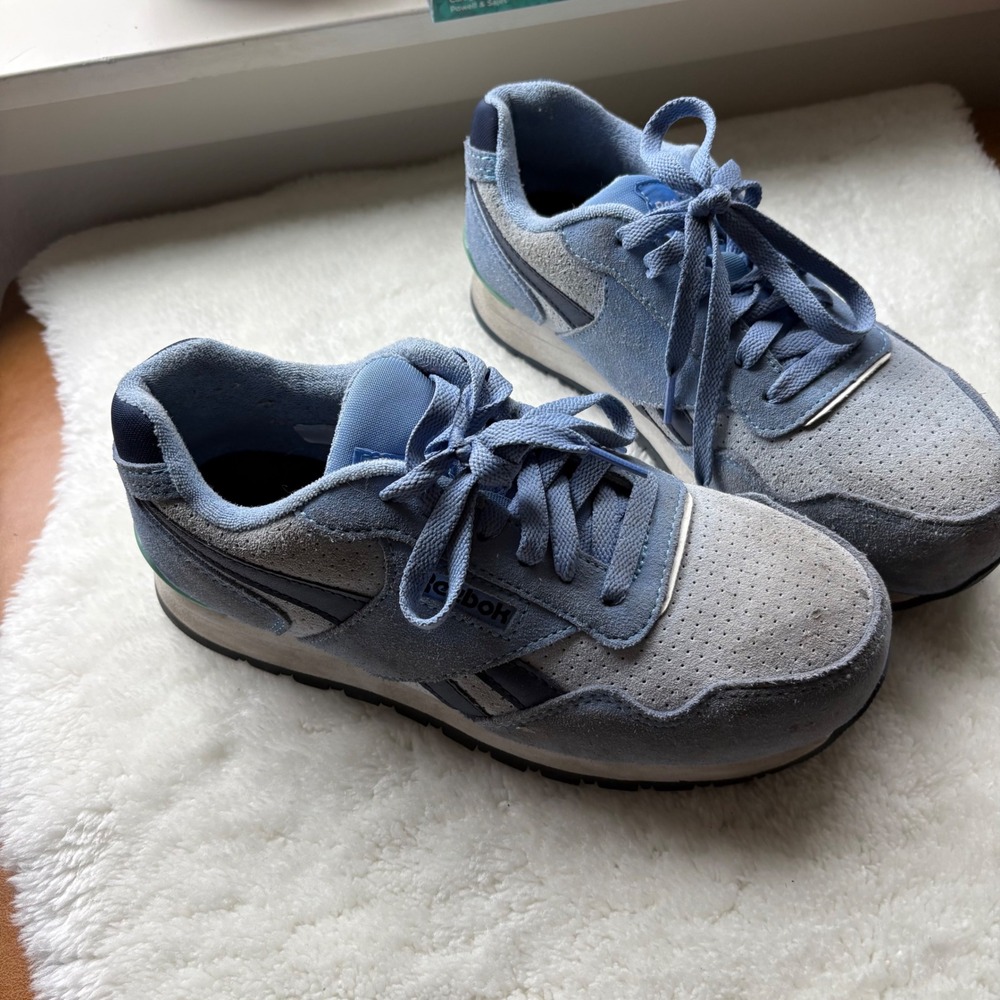 Reebok Classic Harman Run‎ Shoes Womens Size 8M Blue Suede Sneakers Retro